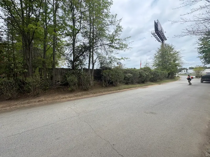 Trimmed roadside frontage along a wooded lot